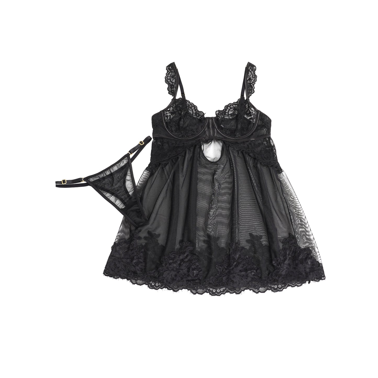 The Lace Muse Babydoll – Mesh Backless Lingerie