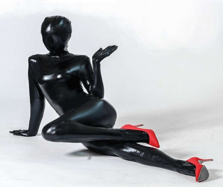 Black Latex Gimp Suit - Full Bodysuit, Slim Fit.