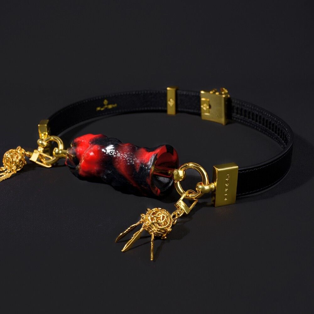 Luxury Silicone Bone Gag Collar · Adjustable BDSM Choker with Gold Hardware