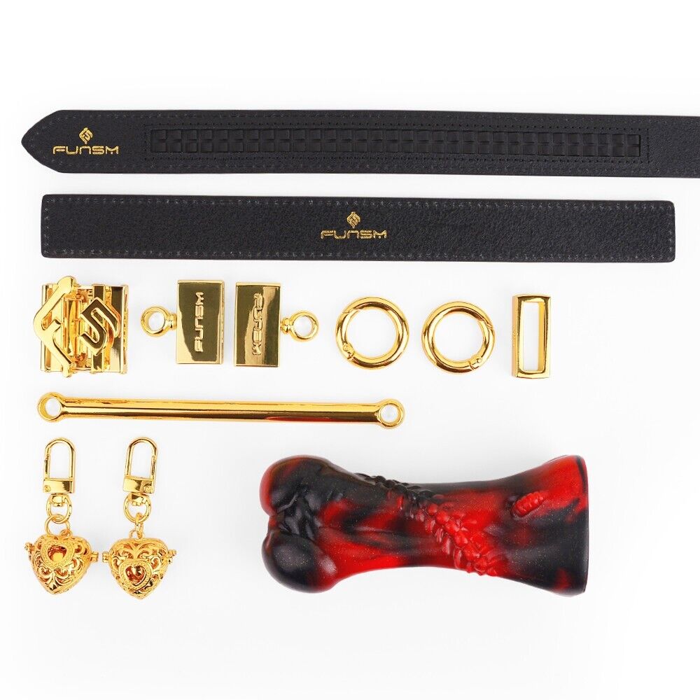 Luxury Silicone Bone Gag Collar · Adjustable BDSM Choker with Gold Hardware