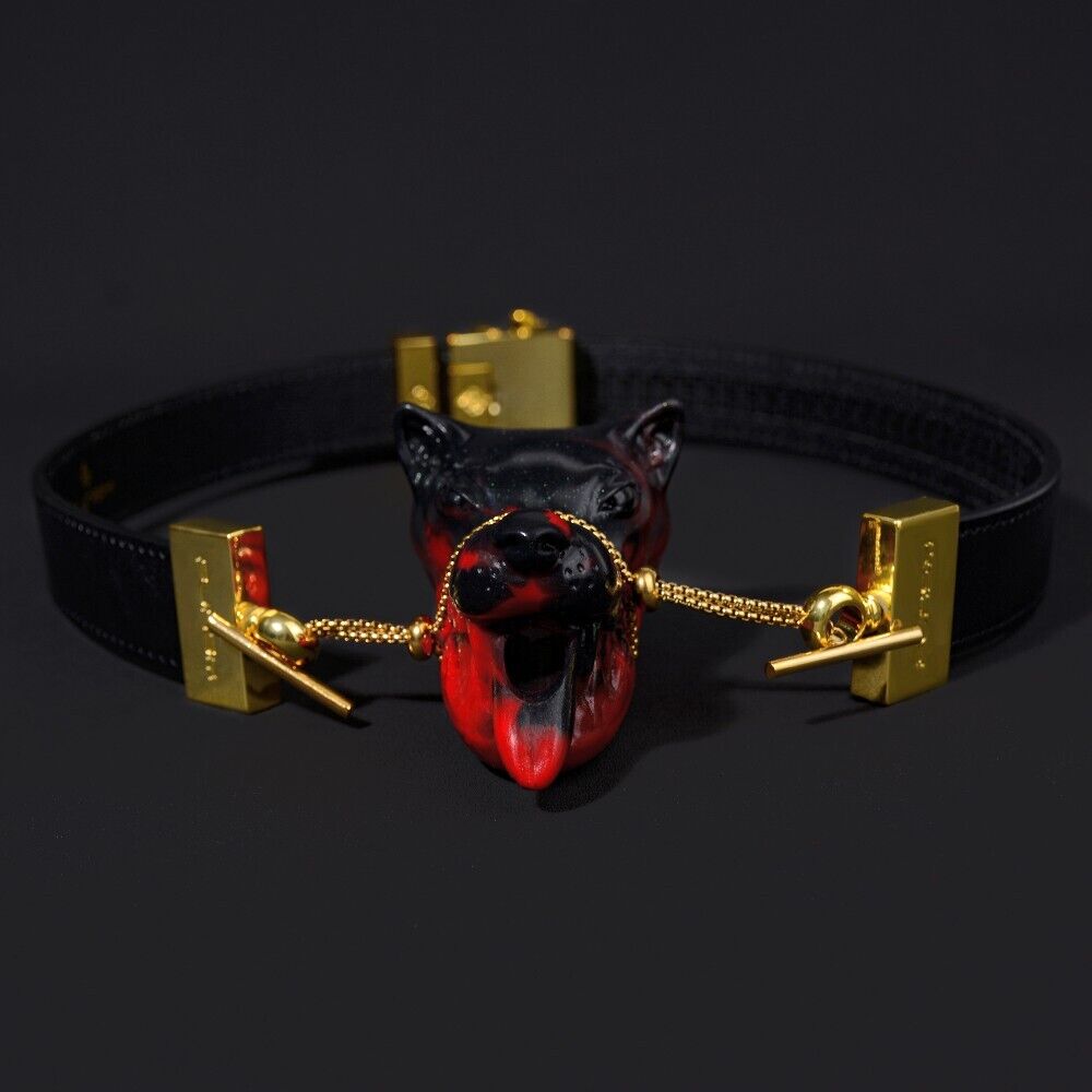 Luxury BDSM Panther Gag Collar - Adjustable PU Leather & Gold-Tone Hardware
