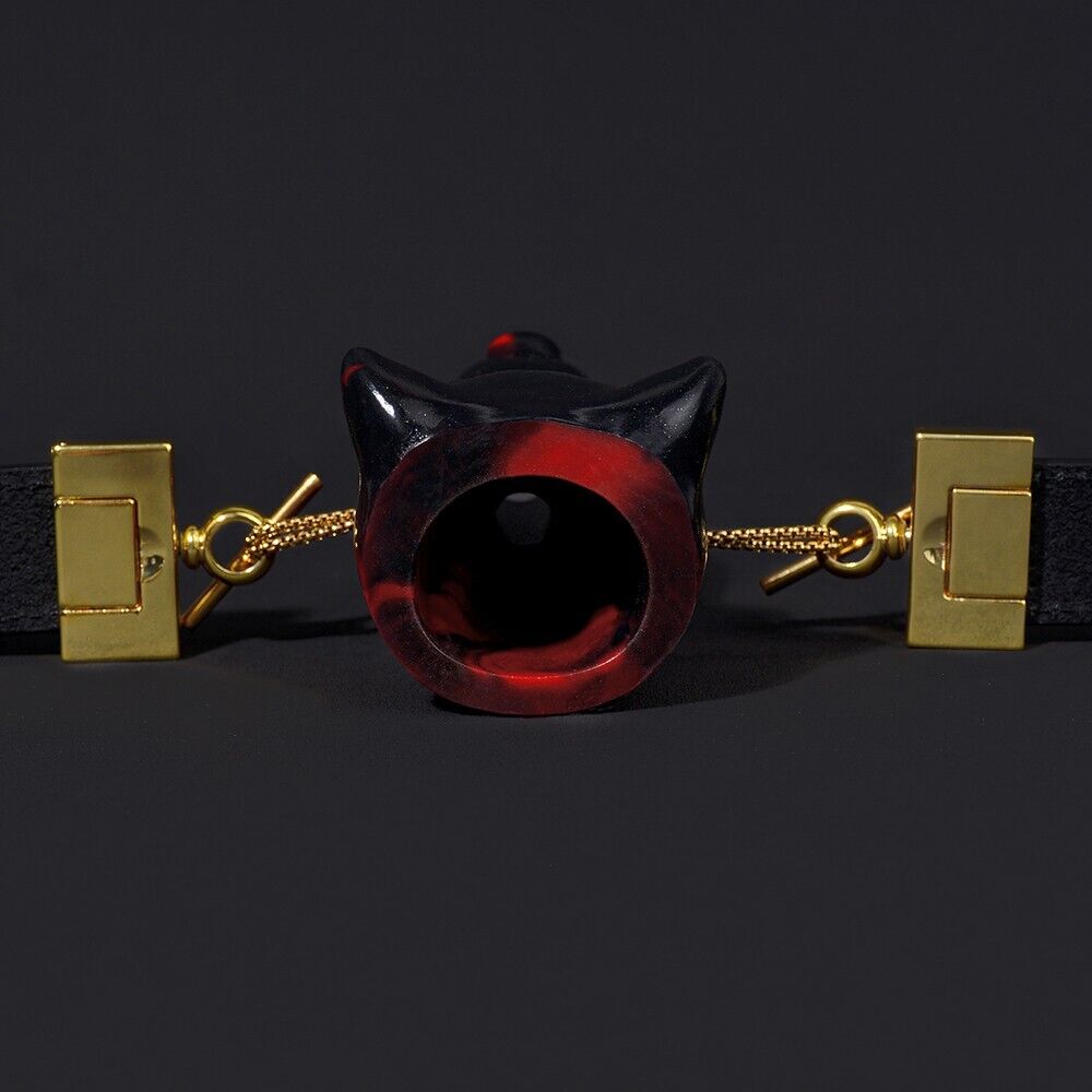 Luxury BDSM Panther Gag Collar - Adjustable PU Leather & Gold-Tone Hardware