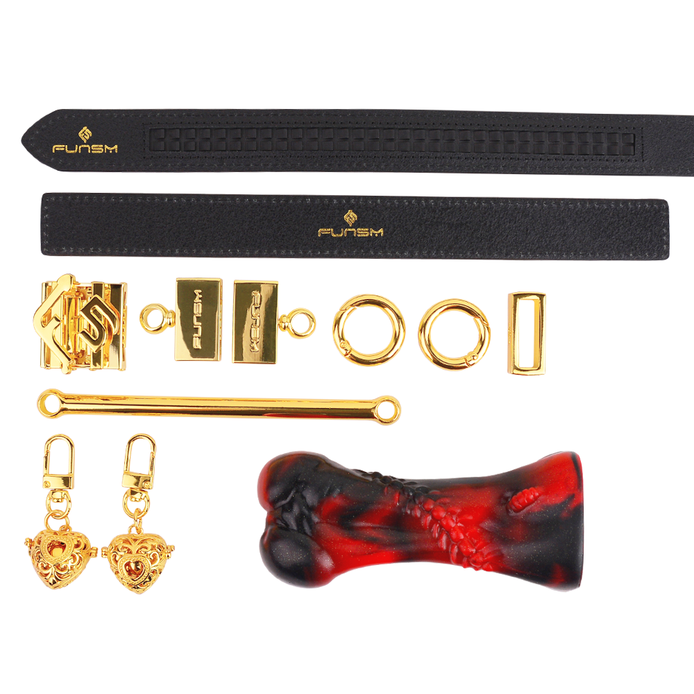 Luxury Silicone Bone Gag Collar · Adjustable BDSM Choker with Gold Hardware