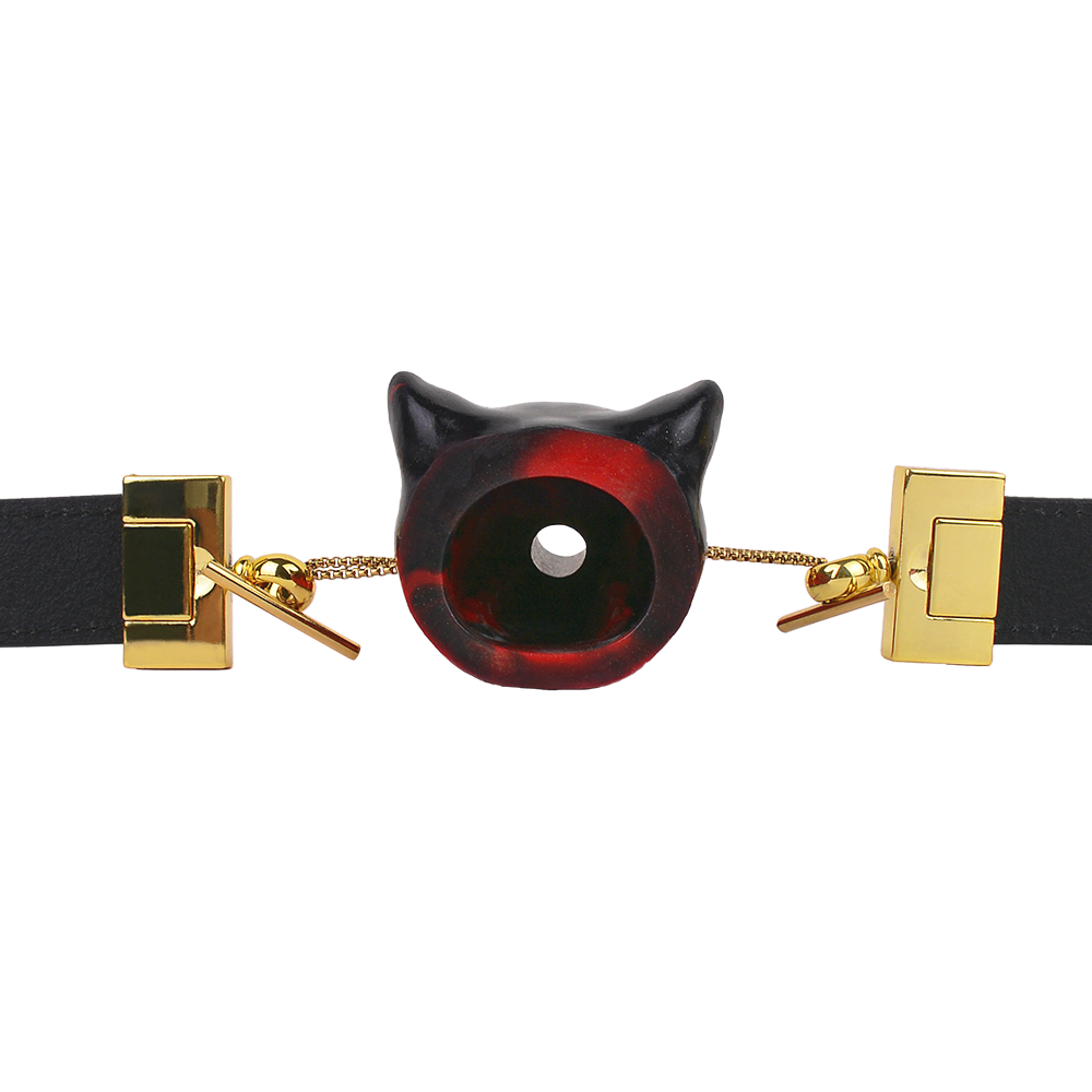 Luxury BDSM Panther Gag Collar - Adjustable PU Leather & Gold-Tone Hardware