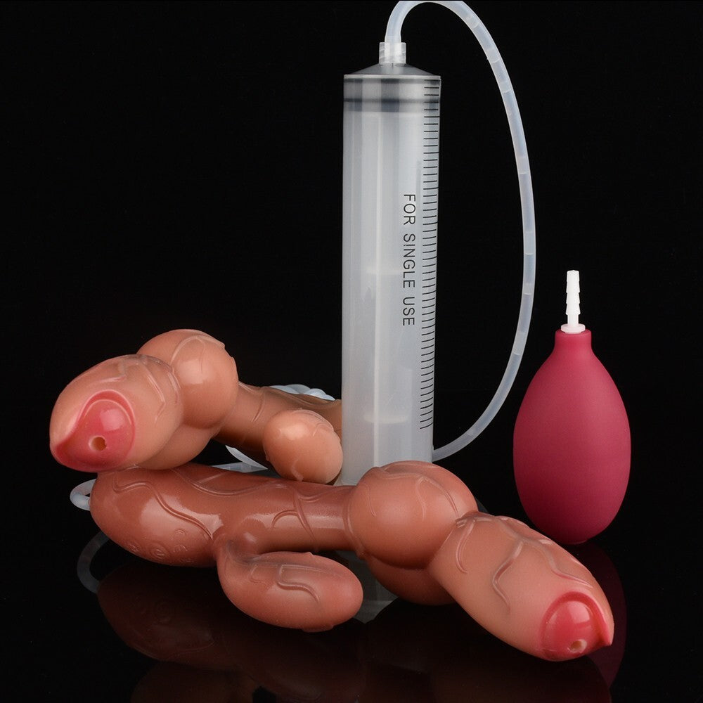 Squirting Realistic Dildo with 10 Vibration Modes & Manual Pump