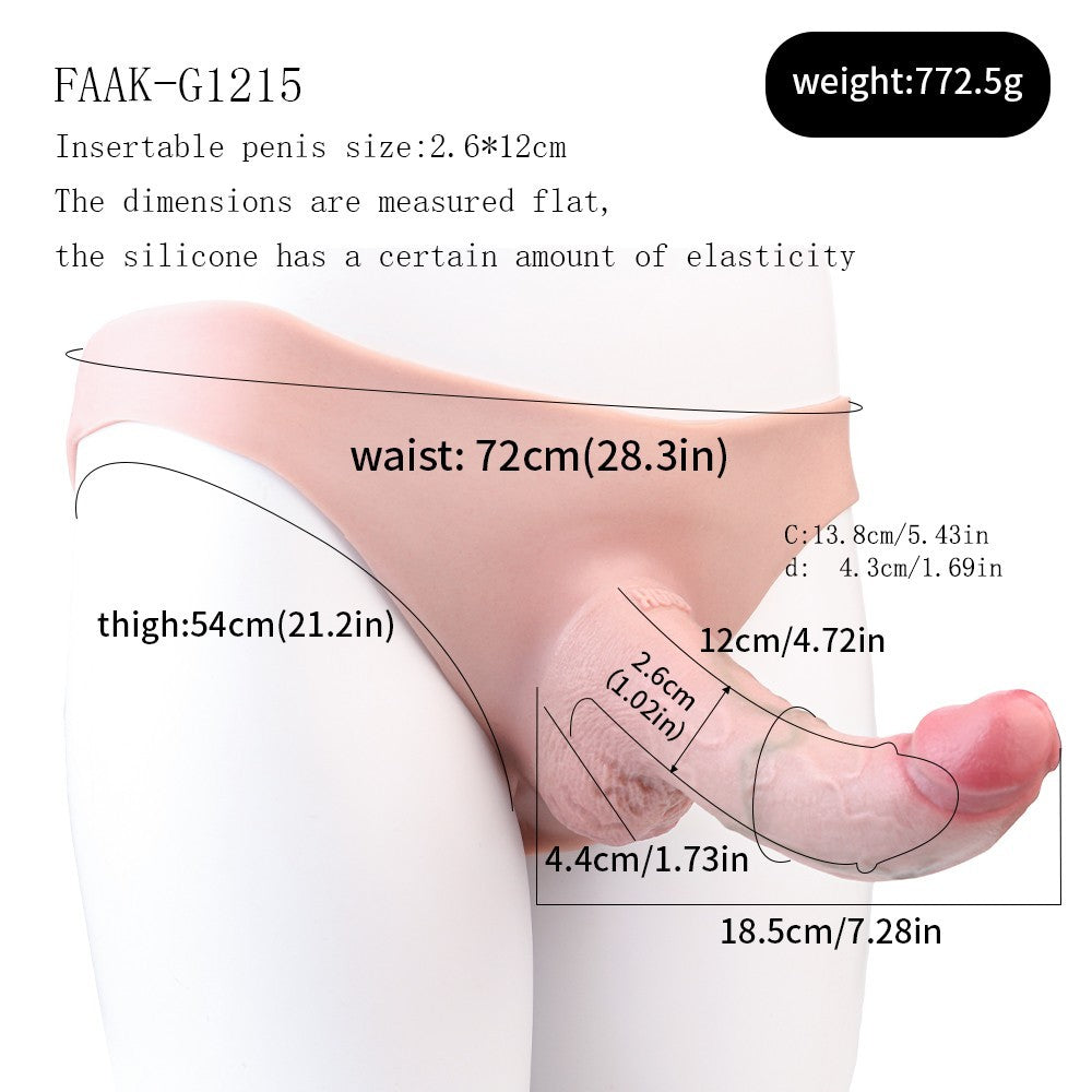 Realistic Wearable Penis Sleeve Pants | 7.3" Strap-On Extender | Hollow Core