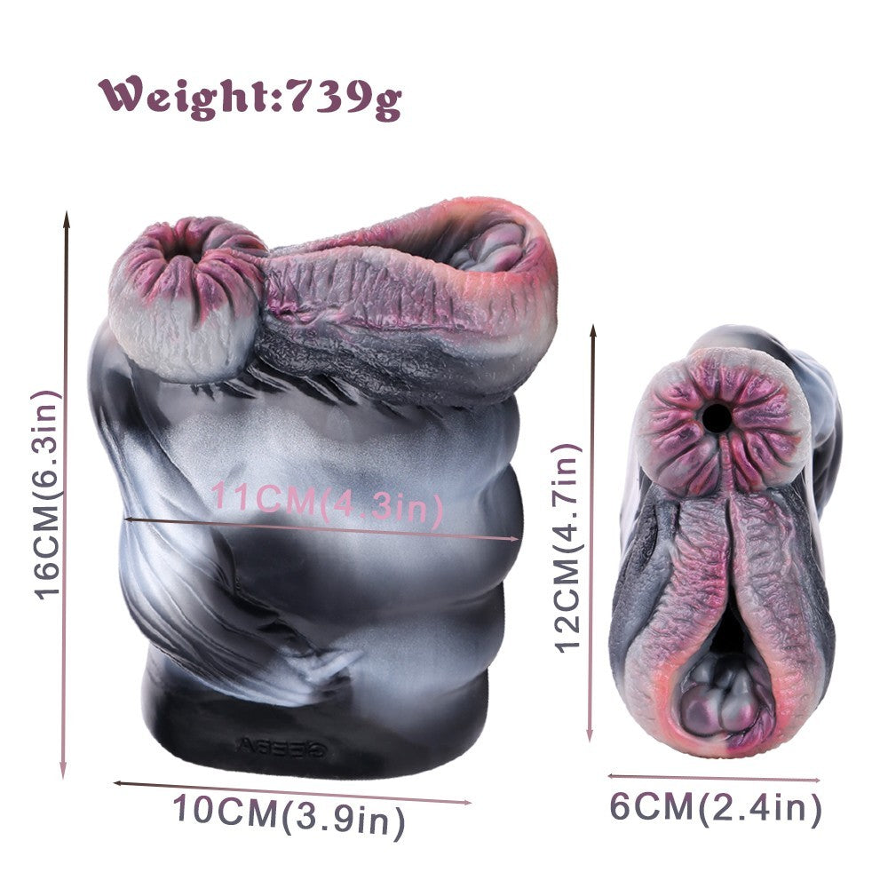 Fantasy Silicone Masturbator 6.3" Dual Channel Stroker Textured Medical-Grade