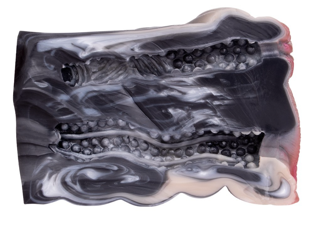 Fantasy Silicone Masturbator 6.3" Dual Channel Stroker Textured Medical-Grade