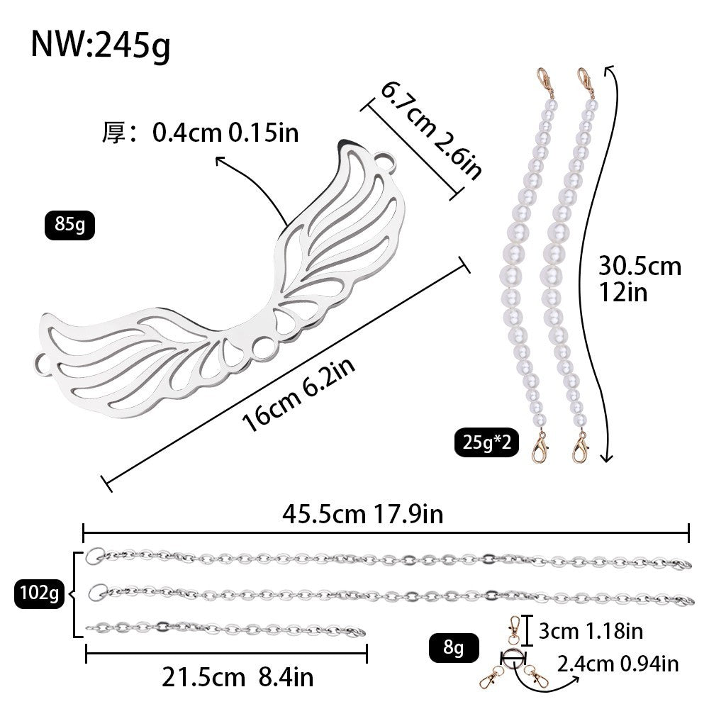 Angel Wings – Steel & Pearl Intimate Crotch Chain | Stainless Steel Body Jewellery
