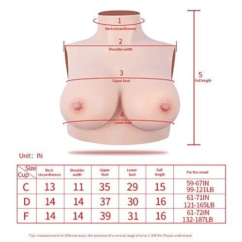 Silicone Fake Breast Plate Form - D Cup - Realistic Cotton Fill