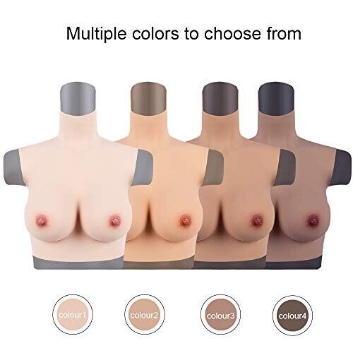 Silicone Fake Breast Plate Form - D Cup - Realistic Cotton Fill