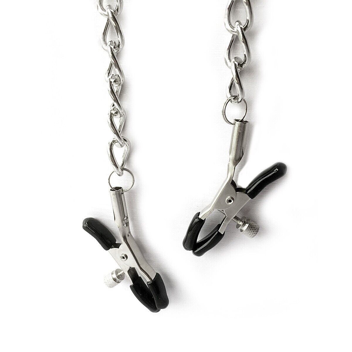 Leather Adjustable Nipple Clamp Collar - Non Piercing Body Chain BDSM - Bondage