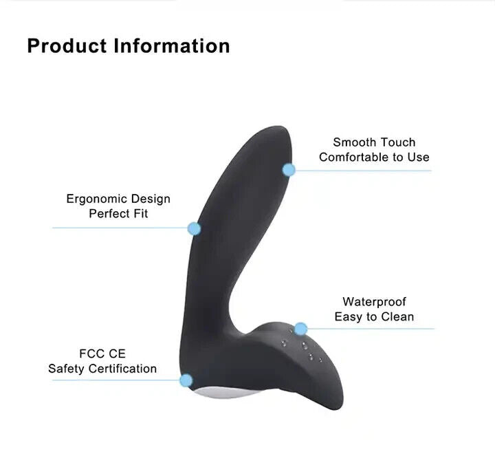 Remote Vibrating Anal Prostate Massager - 12 Intense Modes - Black - 136 x 32mm