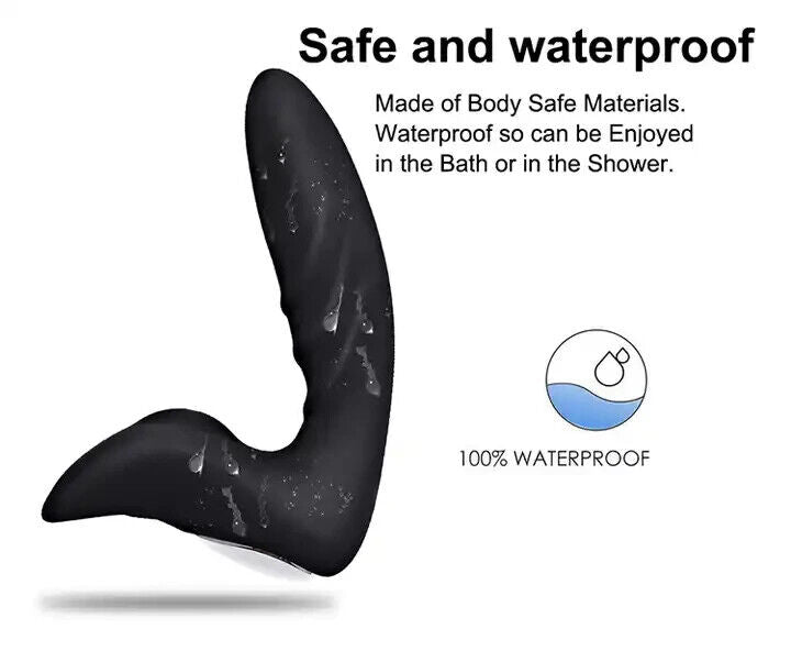 Remote Vibrating Anal Prostate Massager - 12 Intense Modes - Black - 136 x 32mm