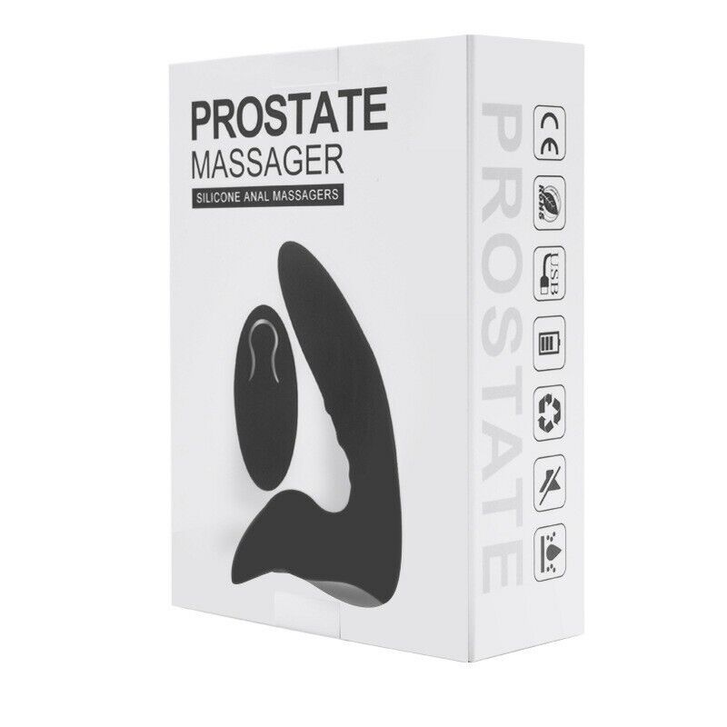 Remote Vibrating Anal Prostate Massager - 12 Intense Modes - Black - 136 x 32mm