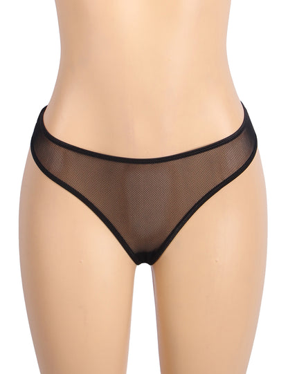 The Obsidian Garter Set Curve – PU Leather Mesh Halter Lingerie