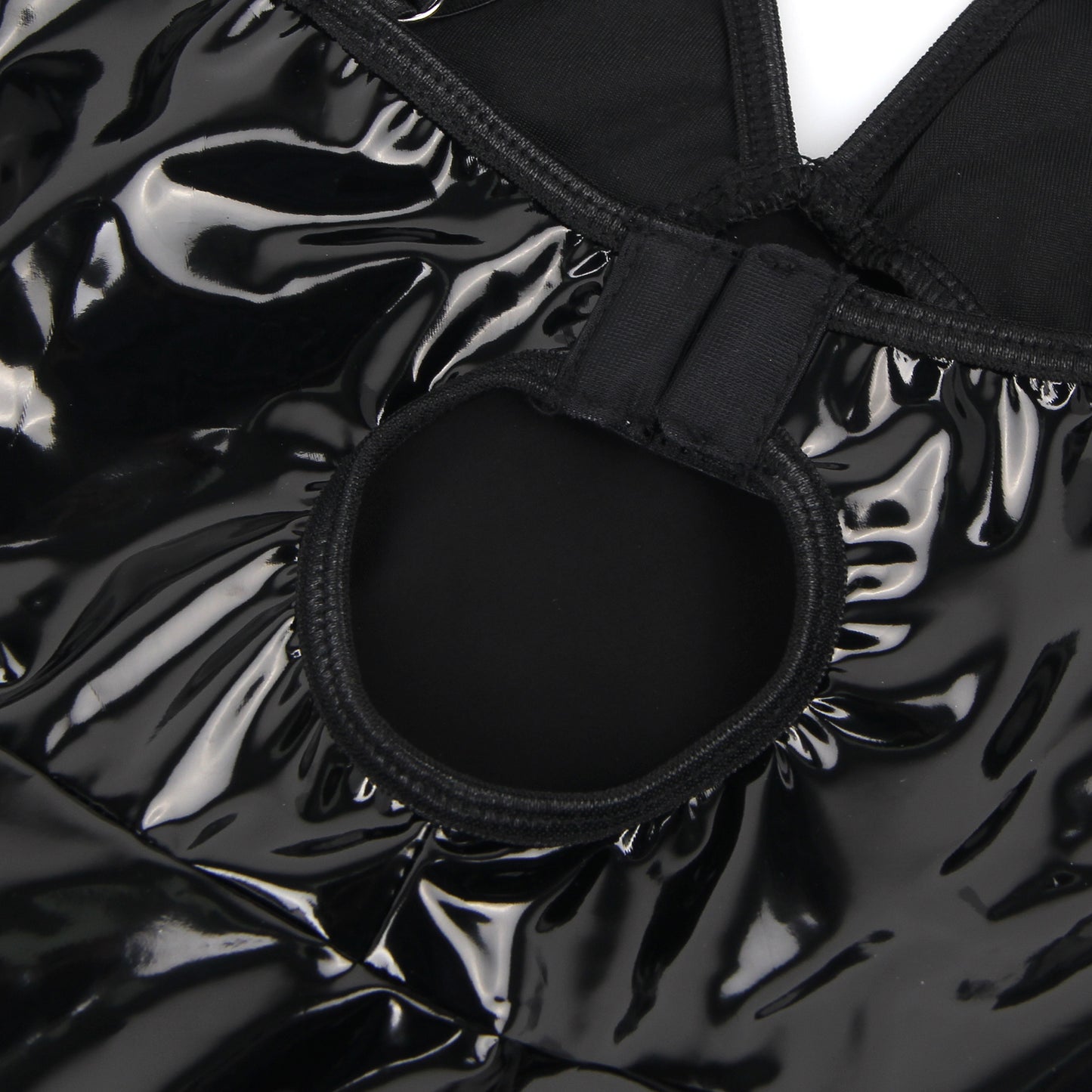 The Wet Look Temptress Curve – Deep V Faux Leather Nightdress