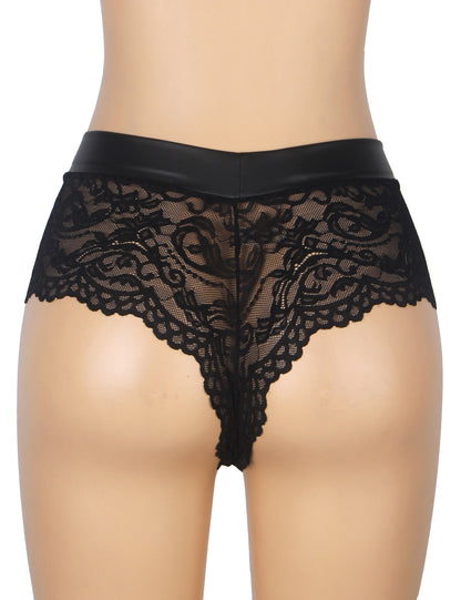 The Rivet Lace Panty – PU Waistband Lingerie Brief
