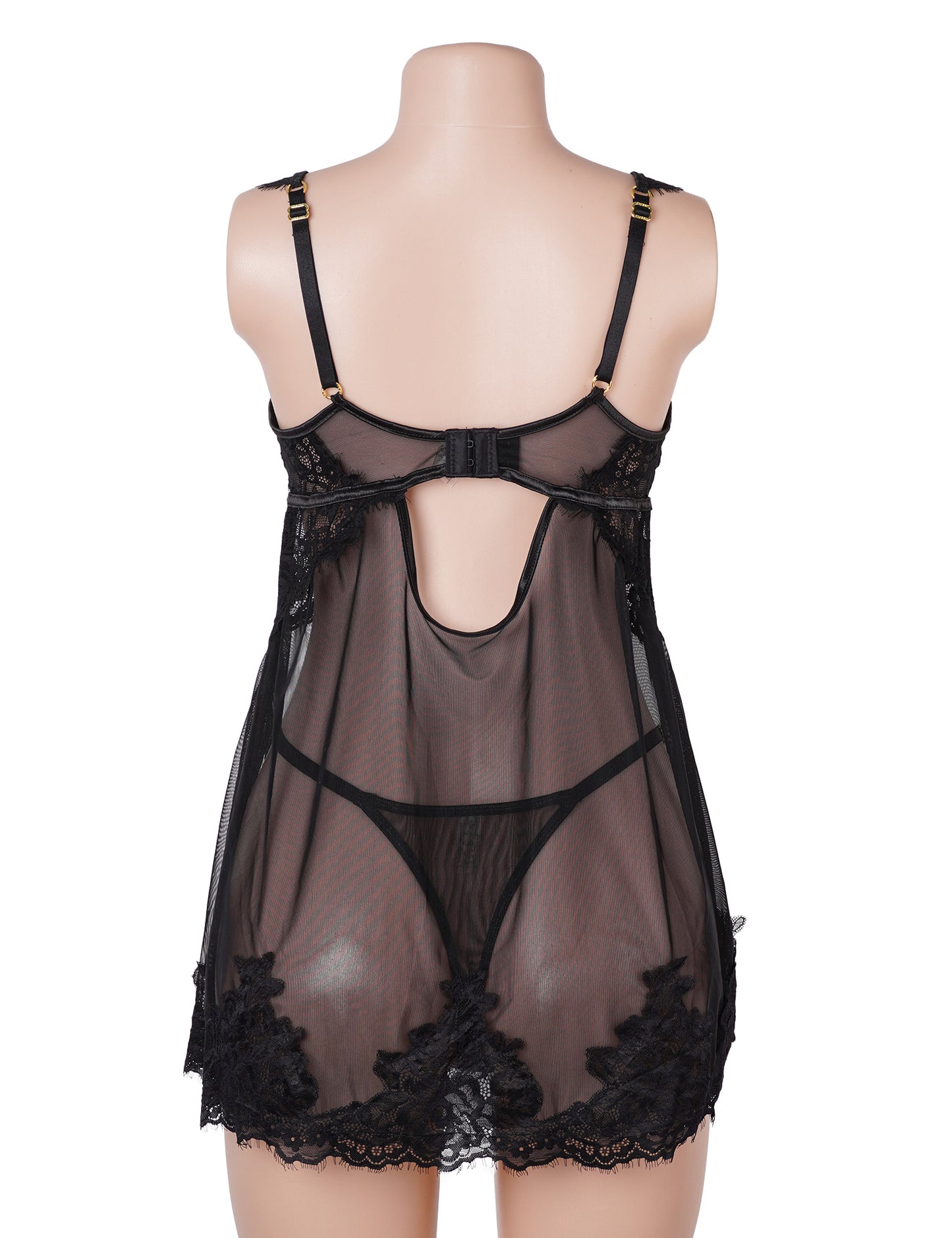 The Lace Muse Babydoll Curve – Mesh Backless Lingerie