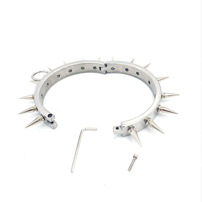 Kinky Chicken - Spiked Stainless Steel BDSM Collar with O-Ring