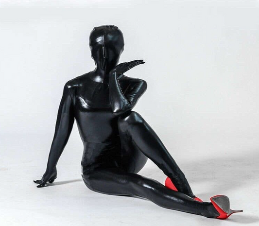 Black Latex Gimp Suit -  Full Bodysuit, Slim Fit.