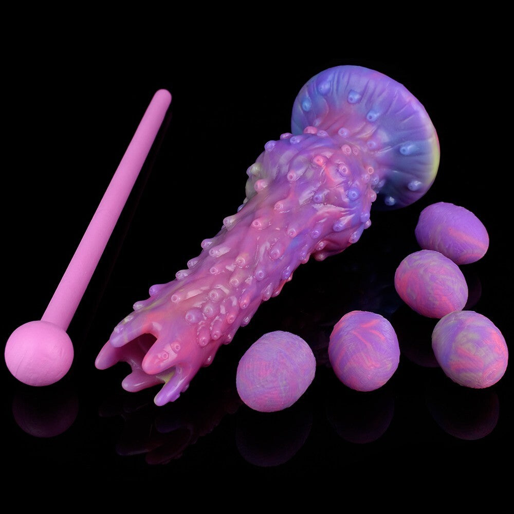 Fantasy Egg-Laying Tentacle Dildo with Textured Shaft & Glow-in-the-Dark