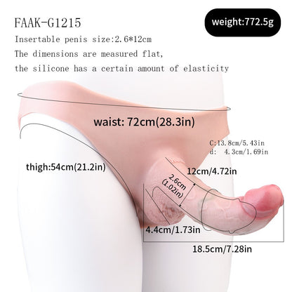 Realistic Wearable Penis Sleeve Pants | 7.3" Strap-On Extender | Hollow Core