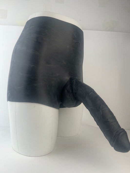 Silicone Hollow Penis Pants Black 9.6" Wearable Sleeve Realistic Design