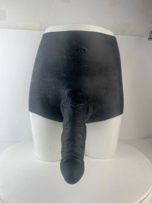 Silicone Hollow Penis Pants Black 9.6" Wearable Sleeve Realistic Design