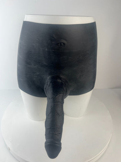 Silicone Hollow Penis Pants Black 9.6" Wearable Sleeve Realistic Design