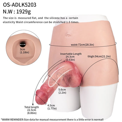 Silicone Hollow Penis Pants Brown 8.8" Wearable Extension Realistic Design