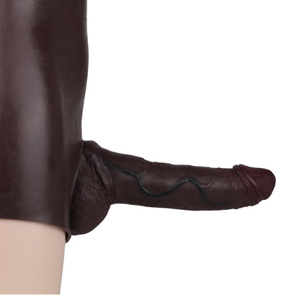 Silicone Hollow Penis Pants Brown 9.6" Wearable Sleeve Hyper Realistic