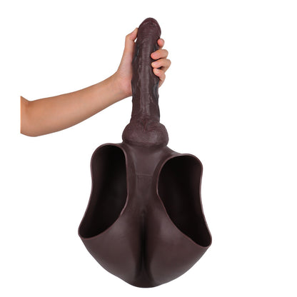 Silicone Hollow Penis Pants Brown 9.6" Wearable Sleeve Hyper Realistic