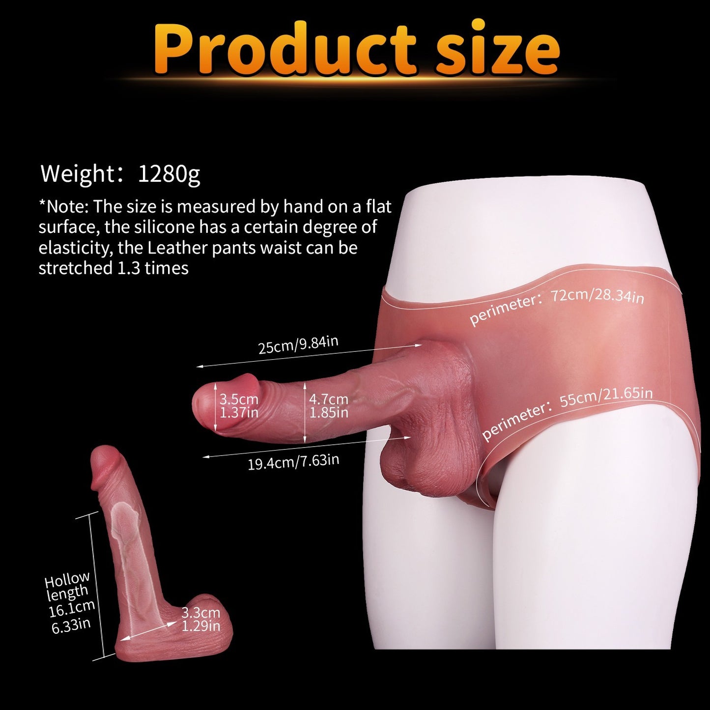 Realistic Wearable Penis Sleeve Pants – Strap-On, Hollow, 9.8 Inch
