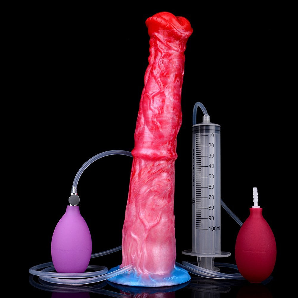 Inflatable Fantasy Squirting Dildo – 12 Inch, Pump Action, Suction Base