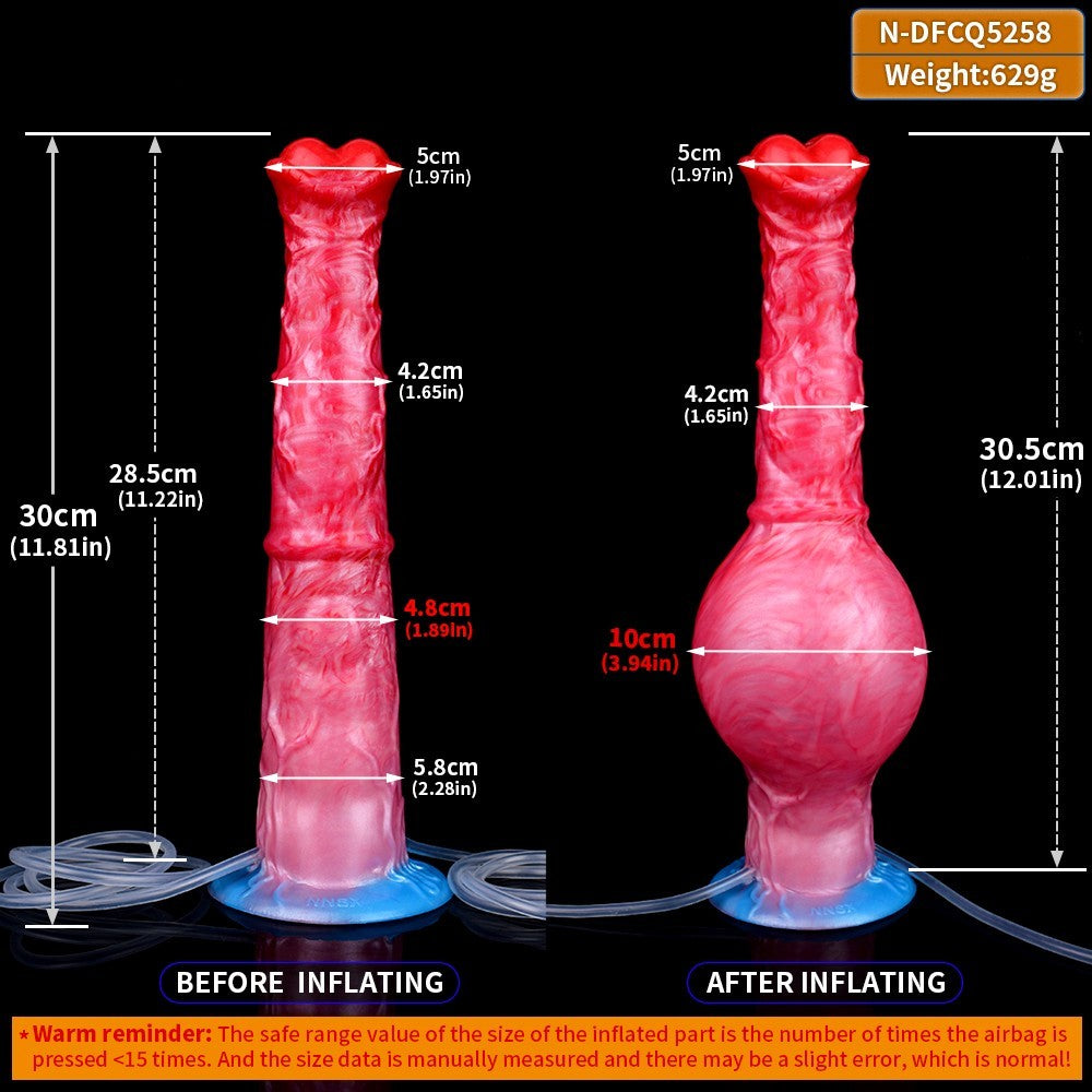 Inflatable Fantasy Squirting Dildo – 12 Inch, Pump Action, Suction Base