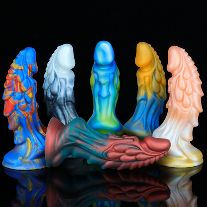Kinky Fantasy Dragon Dildo - 7.5 inch with Suction Cup - Teal Blaze Edition