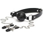Ball Gag Bondage Collar with Nipple Clamps