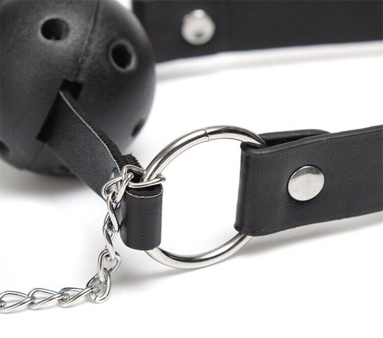 Ball Gag Bondage Collar with Nipple Clamps