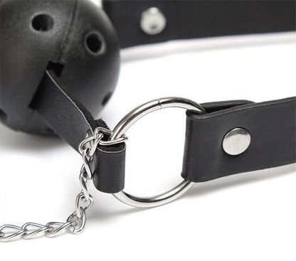 Ball Gag Bondage Collar with Nipple Clamps