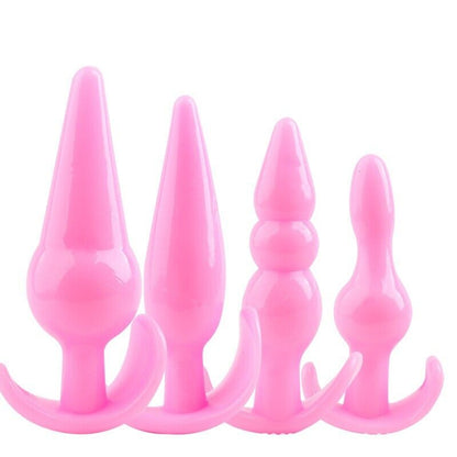 Sculpted Pleasures: 4-Piece Anal Set, Pink, Purple, Black - Bondage Play Etc